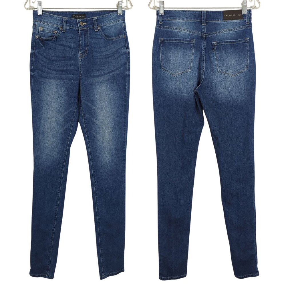 American Tall Women’s Classic Blue Skinny Jeans 28 x35 High Rise Stretch